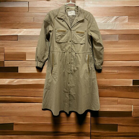 VTG SERGIO VALENTE SNAP UP ORANGE KHAKI TRENCH SPY DOWNTOWN TRENCH RETRO COAT SM - Picture 2 of 14